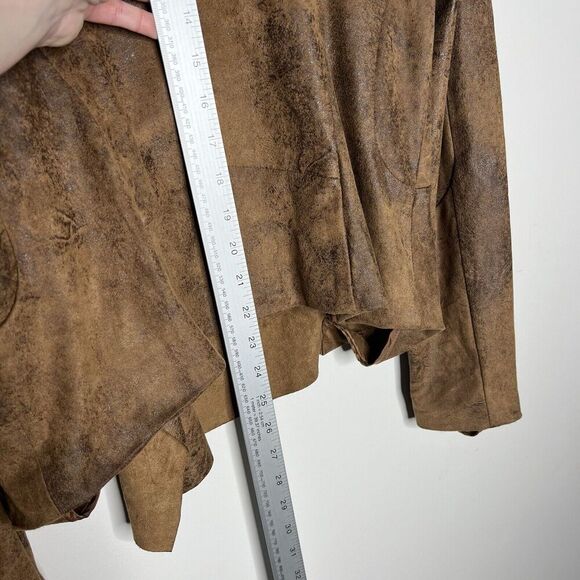Silence + Noise Jacket Womens Large Brown Asymmetric Zip Stretch Faux Suede Boho - Picture 4 of 11